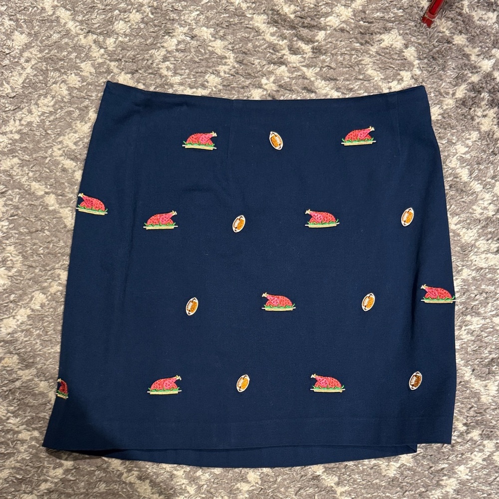 Navy Blue Embroidered Skirt
